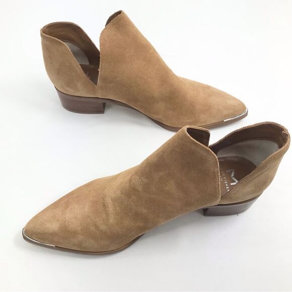 Marc Fisher YILDA Camel Brown Suede Leather Side Cutout Slip On Bootie - Picture 5 of 16